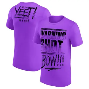 Men's Purple Jey Uso Warning Shot T-Shirt Professional Wrestler Tee For Man and Woman Unisex T-Shirt Hoodie Graphic Basic Cotton Tops Casual All Seasons