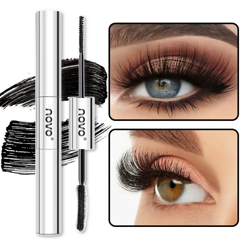 novo Double Head Mascara with Thin Brush for Volumizing, Lengthening & Curling, Long-Lasting, Waterproof & Smudge-Proof Eyelash Cosmetic, Cosmetics, Makeup Products