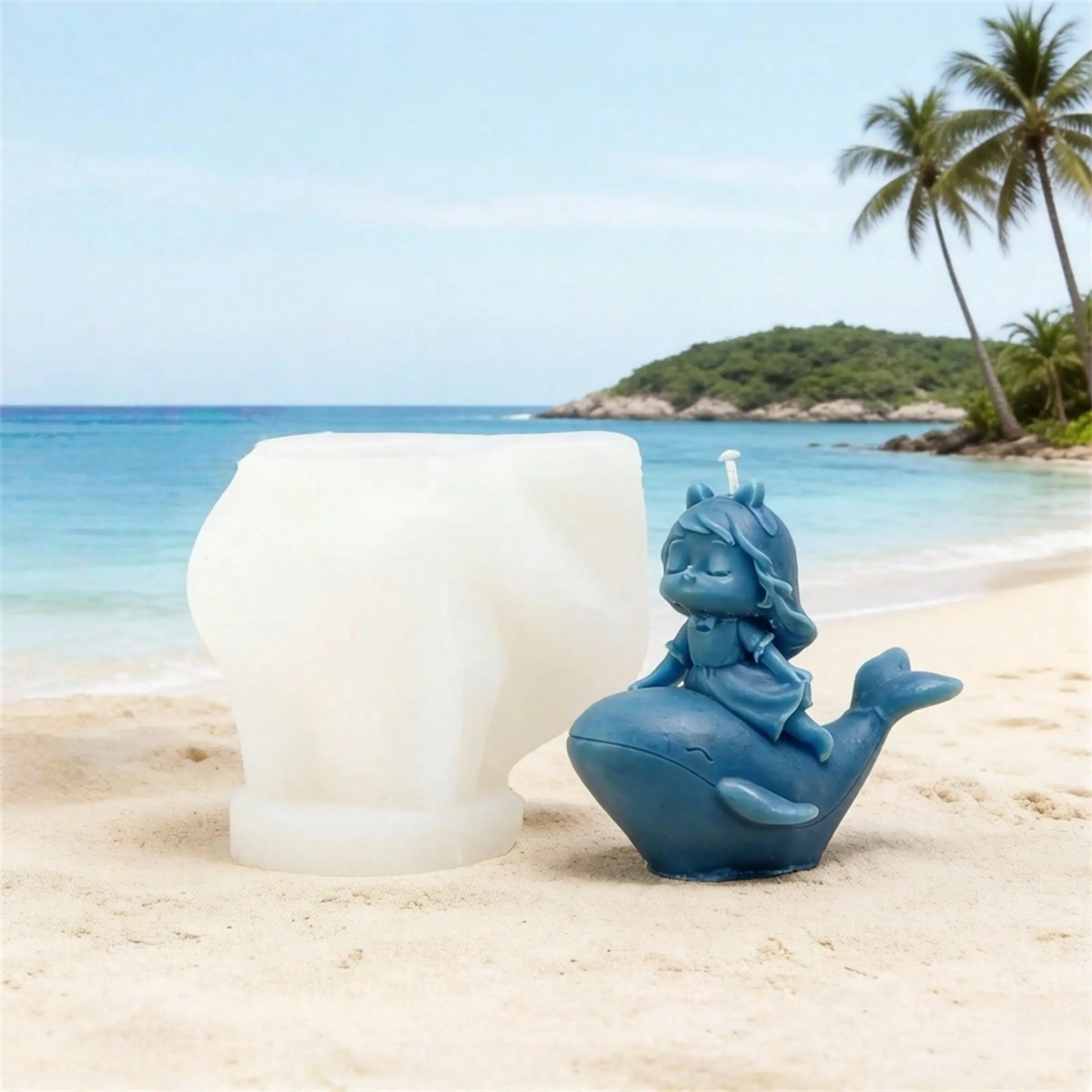 3D Angel Girl on Whale Silicone Candle Mold - Cute Mermaid Design for Crafting Scented Candles, Decorative Soaps, Resin Figurines & Nautical Home Accents