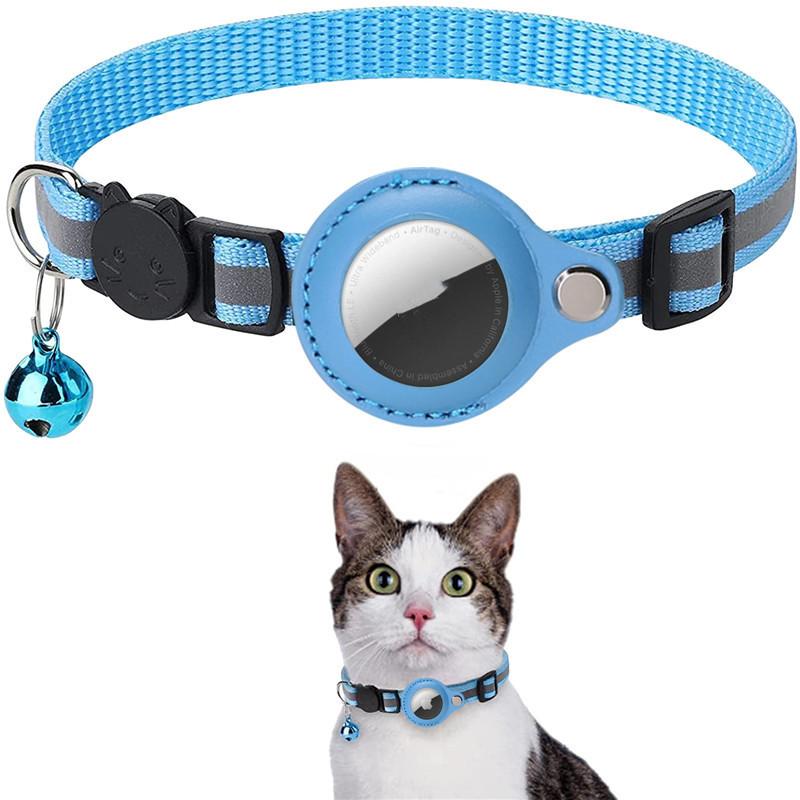 AirTag Cat Collar with Bell, Reflective Anti-Lost Adjustable Tracker Collar for Cats, Compatible with Apple Find My