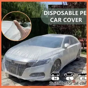 Transparent Plastic Car Cover, Waterproof All-Weather Pe Film, Anti-Rain Snow Dust UV Protection, Universal Fit for Cars Suv Trucks, All Season Cover