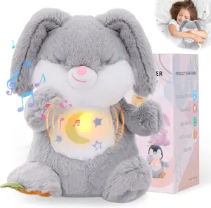 Easter Gifts Breathing Bunny Penguin Calming Motion Music Lights Ultra Soft Plush Portable Volume Relieve Stress Fussiness Ease Sleep Discomfort Cozy Warm