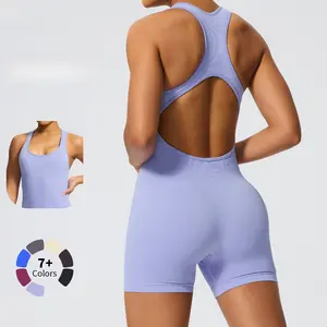 High-elastic seamless backless yoga jumpsuit for women, butt-lifting and slimming, specifically designed for fitness and sports training
