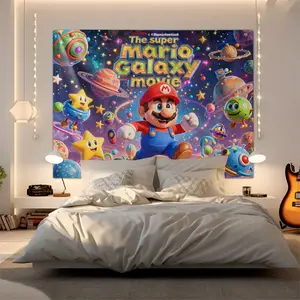 Super Mario Galaxy Movie Art Tapestry, Vibrant Cartoon Game Wall Decor, Multi-Size Indoor Decoration, Perfect Gift for Mario Fans, Game and Movie Themed Room Decor