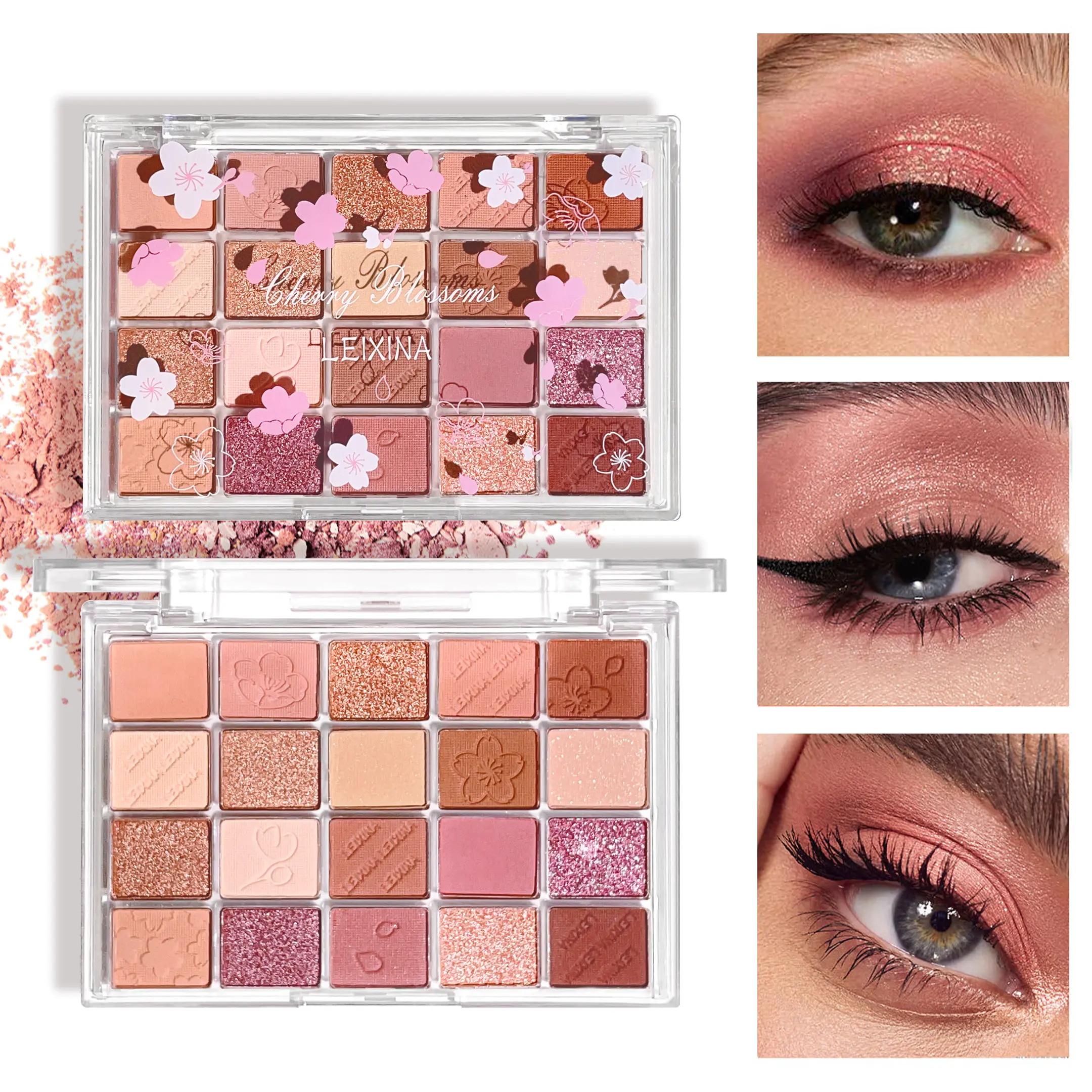 Women's 20-Color Pink Nude Eyeshadow Palette, Matte & Shimmer Finishes, Soft Glam Glitter Eye Makeup