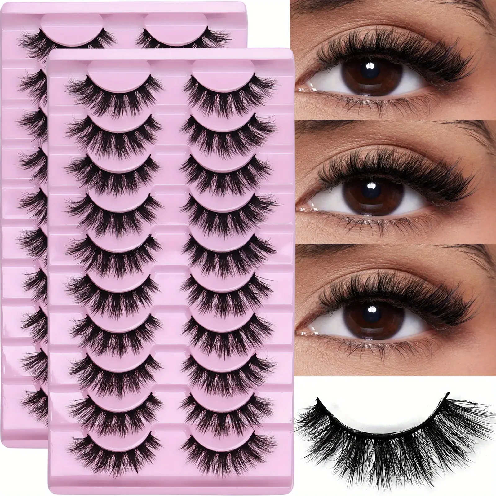 20Pairs/2Pack 3D fluffy Diy false eyelashes for dramatic fake eyelashes Messy False Eyelashes Fluffy Thick Lashes Fluffy Volume Eyelashes Cosmetic