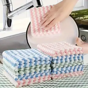 5/10pcs Kitchen Dish Towels, Oil-Resistant Non-Fuzzy Cleaning Cloths, Absorbent Water Cleaner, Easy to Clean, Glass Wiping Cloth, Home Use, Soft Cleaning Towel