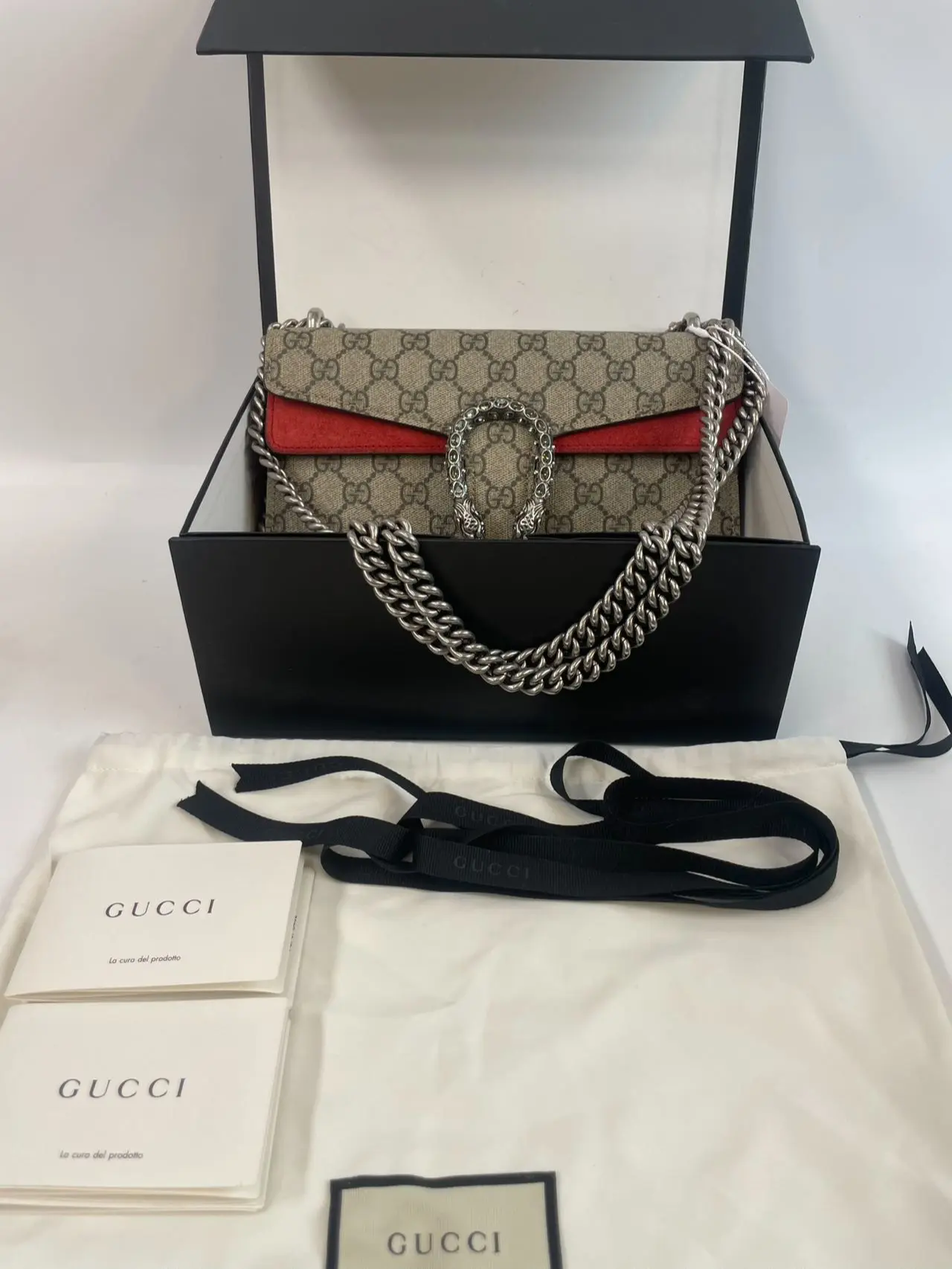 Pre-owned GUCCI GG Supreme Canvas & Suede Leather Shoulder bags Dionysus Small GG Supreme Shoulder Bag (BF 12Z) XP01662