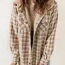Women's Plaid Print Button Front Thermal Lined Hooded Coat Jackets, Casual Long Sleeve Pocket Outerwear for Winter, Ladies Clothes for Daily Wear