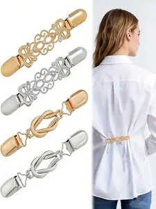 4pcs Vintage-Inspired Waist Cincher Clips for Women, Adjustable Metal Brooches, Secure Hold, No-Slip Design, All-Season Use, Durable