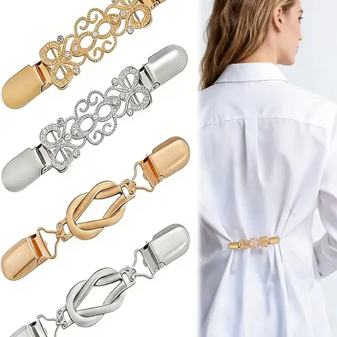 4pcs Vintage-Inspired Adjustable Metal Waist Cincher Clips for Women, No-Slip Waist Tightener Buckle Set, Durable Decorative Buckle, Metal Buckle Closure for All-Season Use