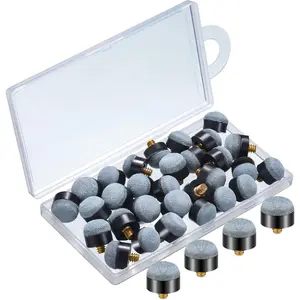 30 Pieces Replacement Billiard Pool Cue Screw on Tips 12/13 mm Nylon Ferrules Pool Cue Stick Accessories