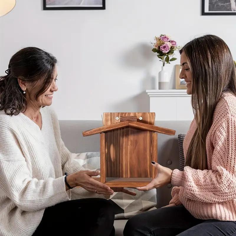 Wooden Squirrel Feeder Set, Winter Outdoor Squirrel Feeder, Corn Peanut Wood Chipmunk Feeder, Durable Box Easy Fill, Detachable Front Panel