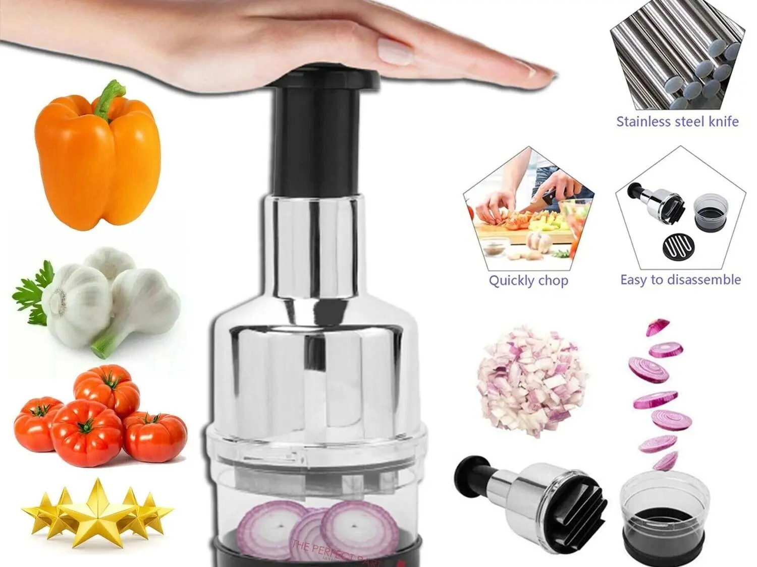 Vegetable Fruit Salad Onion Garlic Food Hand Chopper Cutter Slicer Peeler Dicer