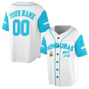 Custom Name Number Honduras Flag Honduras Coat of Arms 3D Baseball Jersey Size S-5XL