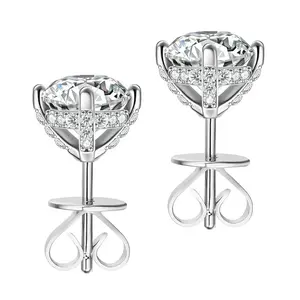PYQ Crown 1 Ct Moissanite Stud Earrings 925 Sterling Silver for Women Factory Wholesale Dropshipping