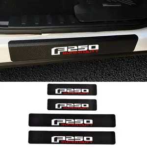 4pcs Car Door Sill Protector Carbon Fiber Texture Stickers Pickup Truck Door Sill Decoration Decal Compatible with Ford F250 Super Duty F-250 Super Duty