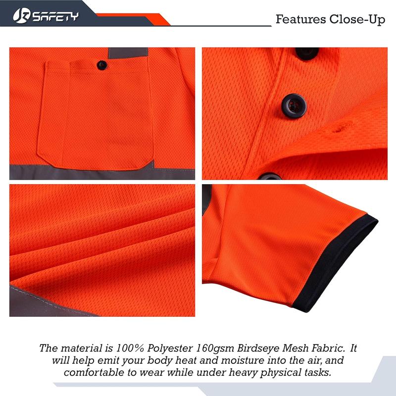 3 Pack Hi-Vis Safety Daily Work Construction Polo Shirts for Men for Women Polos de construcción de seguridad hv (066-3P-ONavy, XL)