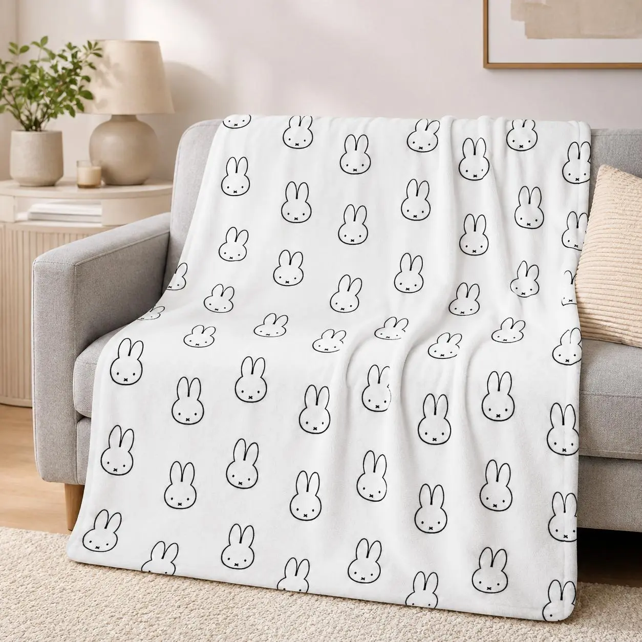 Kawaii Cartoon Print Blanket - Soft Comfy Blanket, Breathable All-Season Bedding Shawl for Office Siesta, Student Dormitory Use