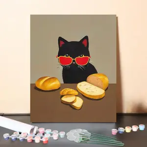 DIY Malen nach Zahlen Set-"Brotkatze"