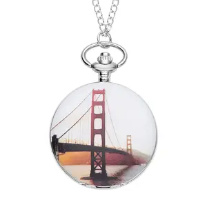 Strada Japanese Movement Pocket Watch with Silvertone Chain (up to 31 Inches) Birthday Christmas Gifts