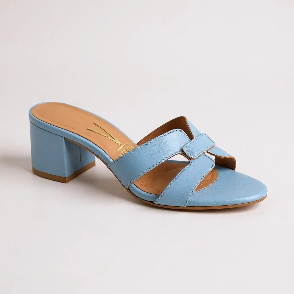 VIZZANO Women's Chunky Heel Sandal with H-Shaped Buckle Elegant and Casual 6mm Soft Padding All Seasons Shoe Walking Shoes Stylish Girl Footwear Summer Nail Dance