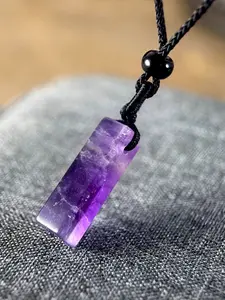 Vintage Natural Amethyst Pendant Necklace, Bohemian Braided Rope Energy Stone Jewelry, Perfect for Daily Wear, Everyday Look, Valentine's Day Gift, Gemstone Necklace