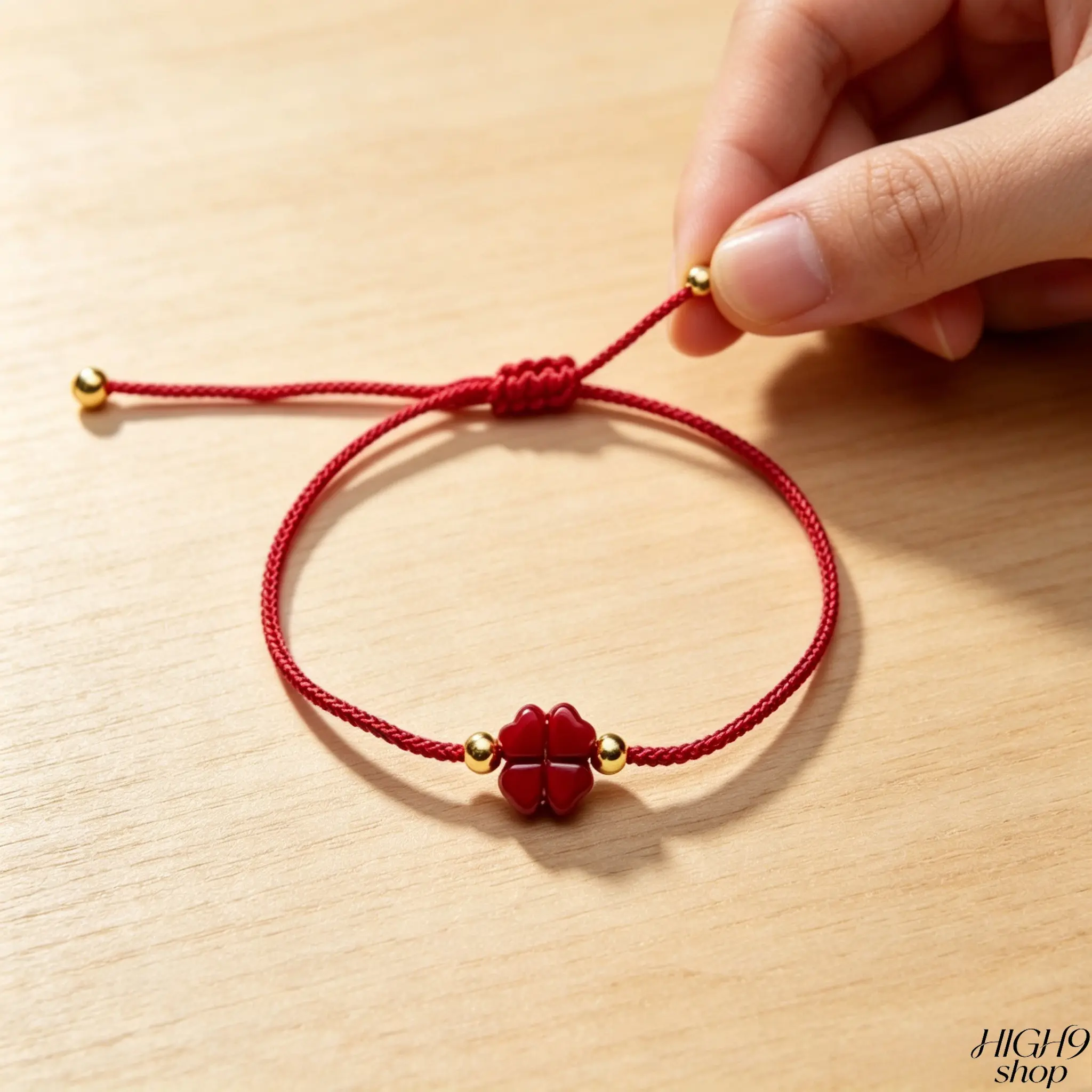 Hand Woven Red String Bracelet For Men And Women, Cinnabar Four-Leaf Clover Lucky Charm Wristband, Purple Gold Sand Traditional Lucky Jewelry For Couple Matching And Zodiac Year Daily Wear Accessory