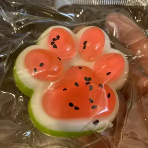 1pc Watermelon Cat'S Paw Vent Squeeze Toys - TPR Slow Rebound, Realistic Paw Design, Fun Annoyance Novelty Toys for Kids & Adults, Kawaii Fidget Sensory Squishy Party Favors for Christmas, Valentine'S Day, Halloween, Easter, Birthday Gifts