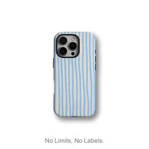 Soft Blue Wavy Stripe Case - Pastel Minimalist Aesthetic, Hand-Drawn Stripes Compatible with iPhone 17 16 15 14 13 12 11 X Plus/Air/Pro Max/Pro, Slim Silicone Cover