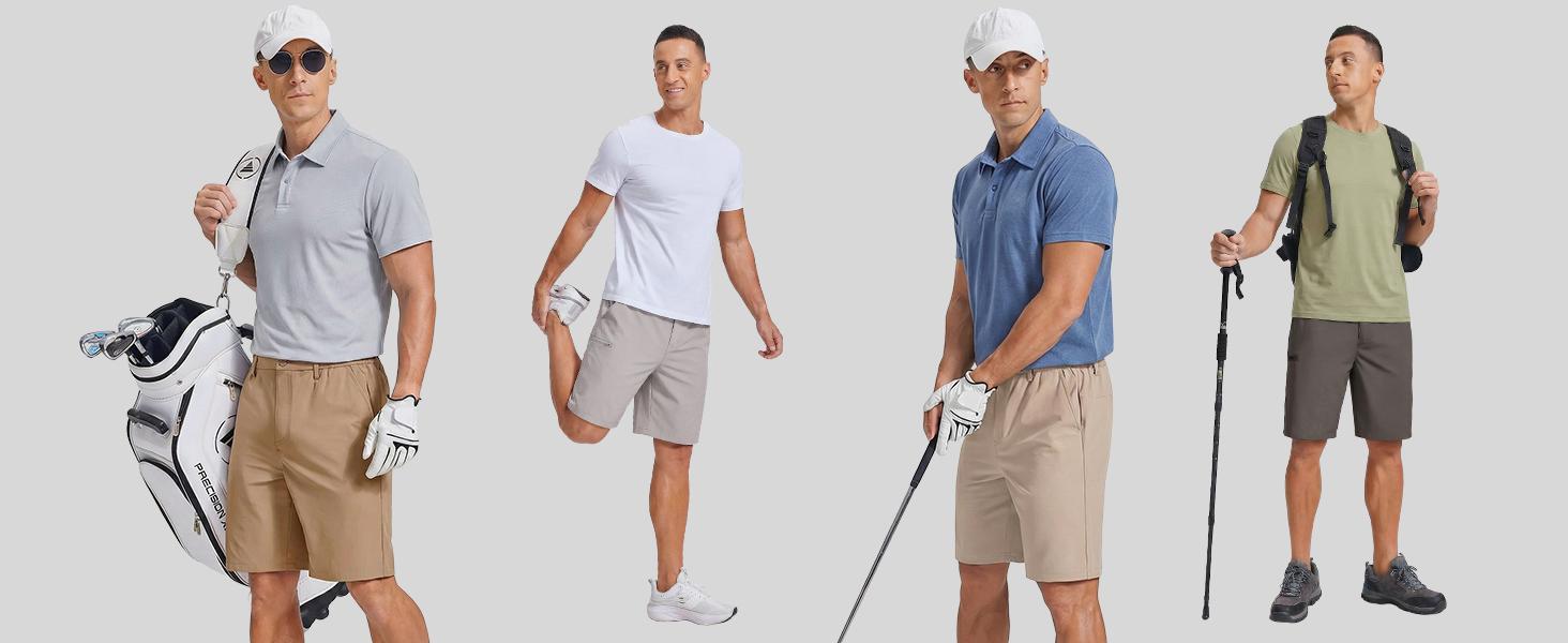 COOFANDY Men's Casual Golf Shorts 9" Lightweight Stretch Quick-Dry Shorts for Hiking Work with 4 Pockets