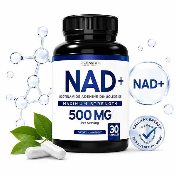 NAD+ Supplement 500mg - 95% Pure NAD+ with Nicotinamide Riboside Support - Vegan, Non GMO - Supports Cellular Energy, Brain Function - 30 Vegan Capsules