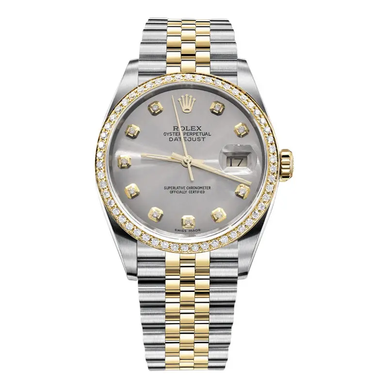 Rolex Datejust 16233 Ladies 36mm Gray Dial with Diamond Bezel & Two-Tone Automatic WHP040979