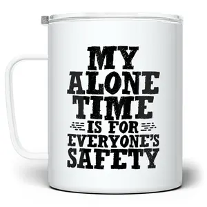 LOFTIPOP My Alone Time is For Everyone's Safety Coffee Mug, Funny Sarcastic Sassy Cup, Gift for Mom Dad Parent Friend Introvert, Designed and Printed in the USA by Loftipop