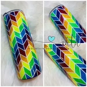 24oz Custom Rainbow Tangram Tumbler