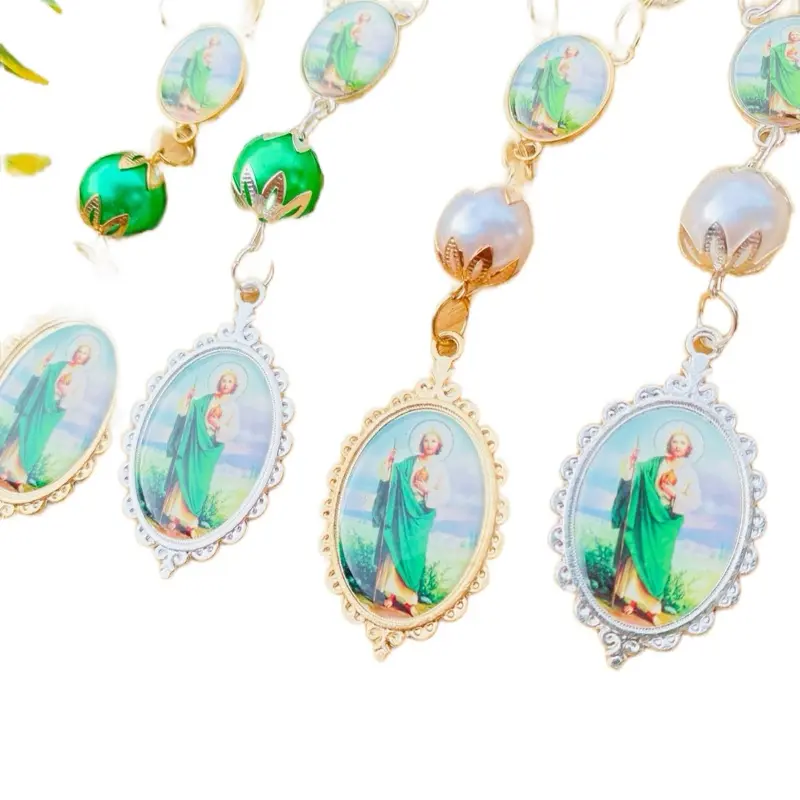 Women's 12-Pieces Religious Commemorative St Jude Symbolic Jewelry Bracelets - Baptism Milestone Gifts, Festive Party Supplies with Free Bags