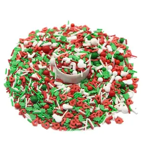 A Treat for St. Nick - Christmas Themed Sprinkles - Featuring Red, Green and White Pearls, White Candy Canes and Snowmen