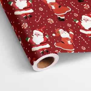 Black Christmas Wrapping Paper Roll - Red Black Santa Design for Holiday Winter Parties (Glitter Dancing Santa - Red, 17 Inch X 16.5 )