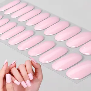 22 tips Gel Nail Full Wraps, Peach pink Nail Strips, Simple, Long-Lasting Self-Adhesive Oval Full Nail Sticker, Solid Glitter Design, Disposable Use, Suitable for Women And Girls, UV Free, Quick Nail Art, Easy to Apply, Nail Accessories