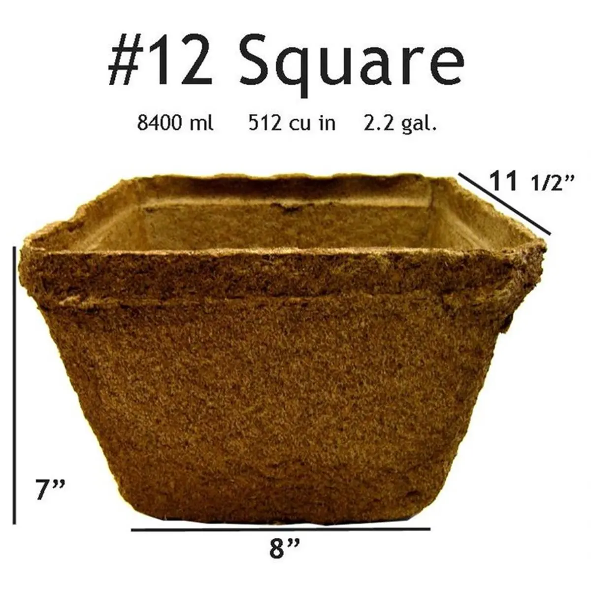 212 MAIN #12 Biodegradable Square CowPots Garden Planter 10-Pack - Eco-Friendly Sustainable Garden Accessories, Transplant-Friendly Container Gardening Tool Made with Composted Cow Manure