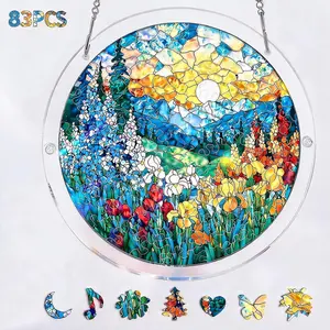 Fun Puzzle Decorations,Acrylic Puzzle Suncatcher 83 Pieces, Creative Gifts Sun Catchers Puzzle, DIY SunCatchers Puzzles Window Hanging, Home & Garden Decor, 7.4 in
