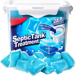 Septic Tank  - 24 Packs for 2-Year , Bucket-Packed Septic Tank  Packets, Dissolvable & Flushable Septic Tank  Enzymes with Easy Operation for Wastes & Odors