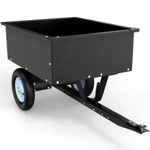 RVNI Dump Cart Tow Behind Lawn Steel Black for Lawn Tractor & ATV UTV With Wheels 350LB Capacity