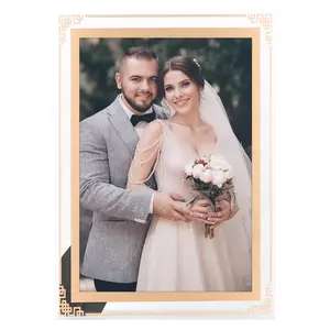 REGALWOVEN Glass Picture Frame for Tabletop Decor, Photo Frames for Horizontal and Vertical 5x7 Inch Gold