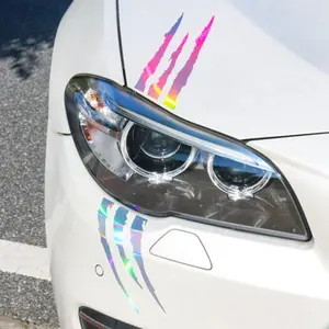 4 Pack Claw Mark Pattern Car Headlight Stickers PET Reflective Material Decorative Decals For Vehicle Exterior Styling And Safety Enhancement