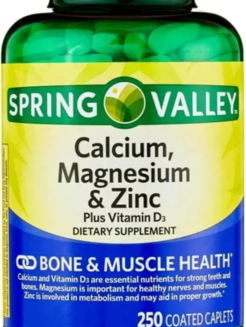Calcium Magnesium Zinc Supplements with Vitamin D3 - 600mg Calcium Mineral Blend for Bone Strength, Magnesium Supplement with STS Sticker