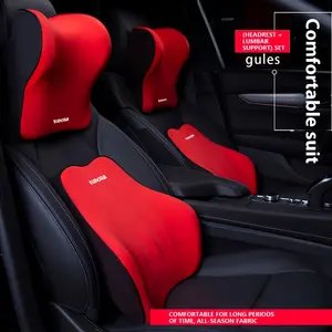 An ergonomic car headrest and lumbar support set - memory foam neck pillow, enhancing comfort, suitable for most car models
