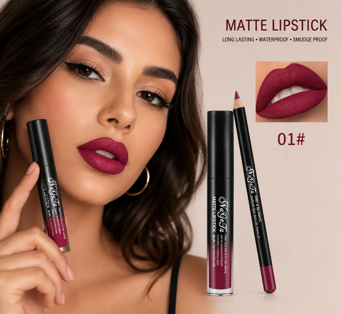 Waterproof, Moisturizing Liquid Lipstick for Daily Makeup, Long-Lasting Lip Color for Women