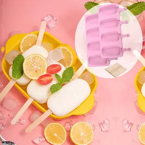 52 Pcs Popsicle Silicone Molds Set,Including 2 Pcs Ice Cream Molds And 50 Pcs Wooden Sticks for Cake Pop,Ice Pop,Cakesicles,Kitchen Utensils,DIY Hand Tools Kits