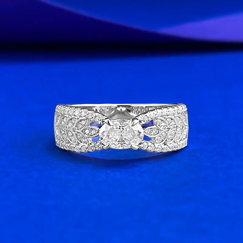 【1038】Vintage Lace Filigree 0.5CT Oval Synthetic Moissanite Engagement Ring | S925 Silver Antique Promise Band | Anniversary Gift For Women